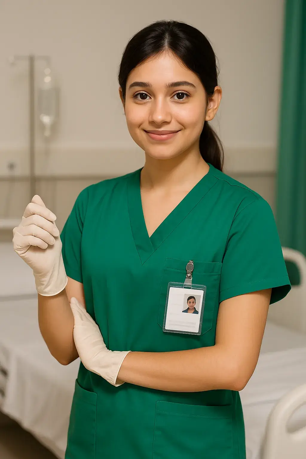 Nursing Assistant smiling with ID badge