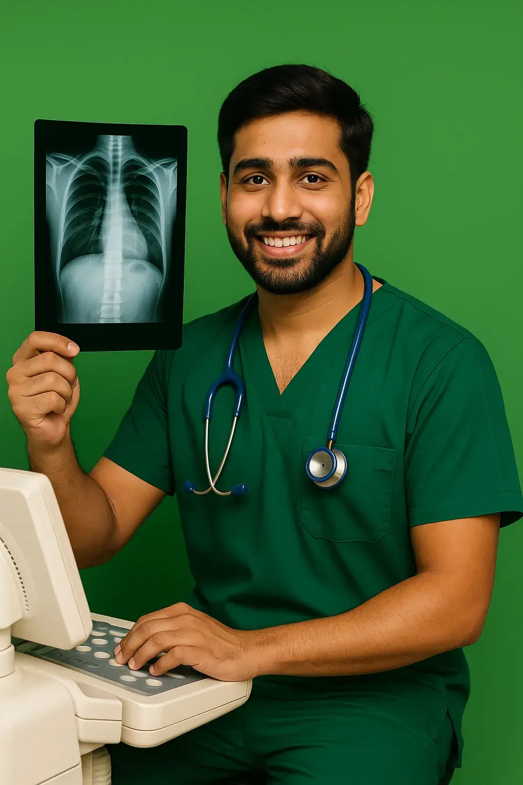 Radiology Technician training – student with X-ray